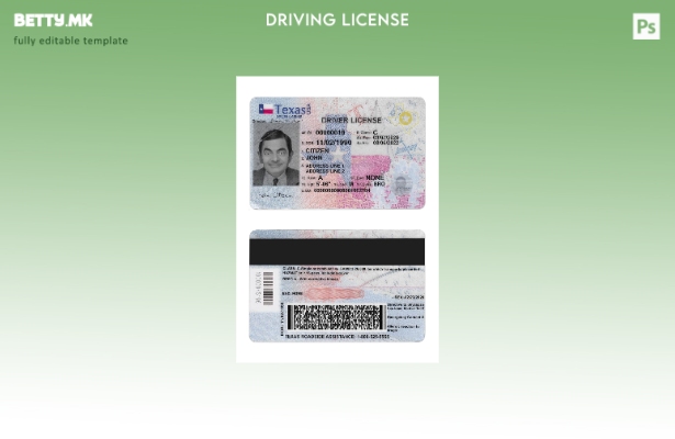 Модерен стил САД Тексас нова верзија на шаблон за возачка дозвола